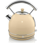 Swan - sk14630cn retro bouilloire, 1, 8 l, acier inoxydable sans bpa, r�sistance cach�e, sans fil 3000w ...