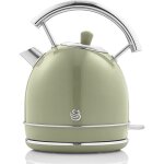 Swan - sk14630gneu retro bouilloire, 1, 8 l, acier inoxydable sans bpa, r�sistance cach�e, sans fil 3000w ...