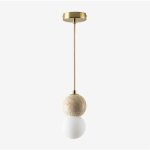 Sklum - plafonnier boule de cristal en travertin davise dor�
