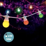 Guirlande guinguette 10m multicolore cable blanc - guirlande electrique exterieur 10 bulbes multicolore ...