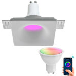Smart led gu10 wifi spot encastr� carr� rgb cct alexa google