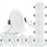 Snq ? lot de 10 spots led encastrables 5w ? �clairage �tanche ip44 450lm ? diam�tre 98mm, profondeur ...