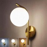 Snq - lampe murale de cr�ativit� moderne avec abat - jour en verre boule, e27 fini dor� appliques murales ...