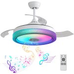 Sofucor - ventilateur de plafond invisible - pales abs - moteur courant continu r�versible avec lumi�re ...