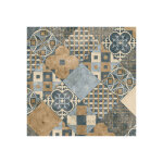 Sol pvc textile carreaux art d�co marron et bleu - rouleau de 3m x 11m