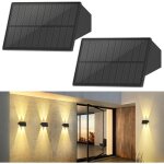 Solaire lumiere exterieur applique murale - 2er lampes solaires murales ext�rieures blanc chaud lampes ...