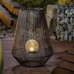 Solar photophore ilona 50cm bote en mtal poly - rattane rsistant aux intempries 102208 - esotec
