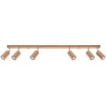 Sollux lighting zeke barre de spots de plafond octogone en ch�ne, bois, 6x gu10
