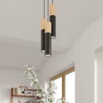Sollux - suspension design 3 lampes bois noir �l�gant pour ampoules gu10 - silamp
