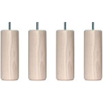 Someo - 4 pieds cylindriques bois naturel avec veinage frne blanchi 15 cm