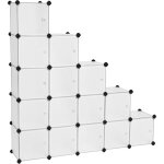 Étagère de rangement avec 16 casiers, armoire plastique avec porte modulable, bac meuble casier cube, ... Étagère de rangement avec 16 casiers, armoire plastique avec porte modulable, bac meuble casier cube, ...