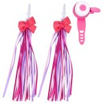 Sonnette de v�lo enfant bruyante avec pompons, poign�es et grelots - rose