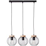 Sorana suspension 3 flammes noir / couleur bois luminaires d'int�rieur, suspensions, s�rie 3x a60, e27, ...