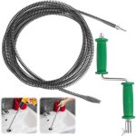 Spirale d�boucheur de canalisation 5m x 10mm, nettoyeur de tuyaux manuel, d�boucheur pour lavabos, wc, ...