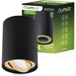Spot halog�ne en saillie tube mobile gu10 rond noir - or 115 mm