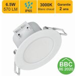 Lutece - arc - spots led encastrable bbc (rt2012) ip65 - sp�cial salle de bain - 6. 5w 500 lm 3000k - ...