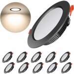 Spot led encastrable noir extra plat, 10 pack 7w , ip44, 3000k blanc chaud, ac 220 - 240v, d�coupe 7 ...