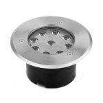 Spot led encastrable sol rond 9w 3000k inox 316 l