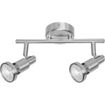 Spot led gu10 2 t�tes, orientable, avec led blanc chaud (2700 k), spot plafond ou applique en nickel, ...