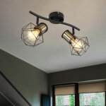 Spot de plafond, 2 flammes, plafonnier noir, m�tal noir, plafonnier r�tro, 2 spots, orientable, couleur ...
