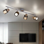 Spot de plafond plafonnier pivotant chrome plafonnier r�tro verre, 4 flammes accents bois, 4x e14, l ...