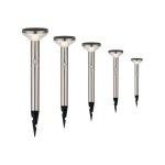 Spot solaire led � piquer 2w 50cm ip44 rond avec d�tecteur pir aluminium (pack de 5) - silumen