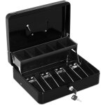 Stamony - caisse à monnaie en acier coffret boite avec poignée, serrure barillet & 2 clés Stamony - caisse à monnaie en acier coffret boite avec poignée, serrure barillet & 2 clés