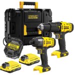 Stanley - ensemble d'outils sfmck465d2t - qw (sfmcd711 + sfmcf800) 18 v 2x2 0 ah accu.