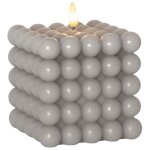 Star trading - bougie flamme dot, bougie bulle, gris, led, minuteur, blanc chaud, 12, 5 cm