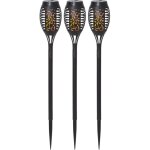 Kit de bornes solaires flame mini, 3 pices, noir, led, capteur crpusculaire, jaune, effet scintillant, ...
