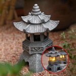 Statue de lanterne pagode solaire, d�coration de jardin lumineuse de style japonais, d�coration de pelouse, ...