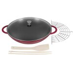 Staub wok fonte maille cerise 37 cm 5, 7 l