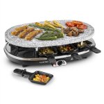 Steaklette raclette - grill 1500 w pierre naturelle 8 personnes