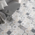 Stickers carrelage de sol anti - d�rapant - motif carreaux de ciment - 120x120 cm - recouper en 4 x 60 ...