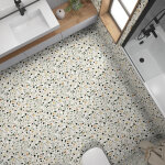Stickers carrelage de sol anti - d�rapant - motif terrazzo - 55x55 cm