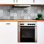 Sticker mural carrelage adh�sif cuisine salle de bain - 12 stickers carreaux de ciment nuances de gris ...