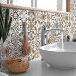 Sticker mural carrelage adh�sif cuisine salle de bain - 24 stickers carreaux de ciment authentiques soliena ...