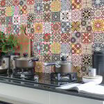 Sticker mural carrelage adh�sif cuisine salle de bain - 24 stickers carreaux de ciment azulejos sevrinia ...