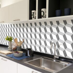 Sticker mural carrelage adh�sif cuisine salle de bain - 30 stickers carreaux de ciment g�ometriques design ...