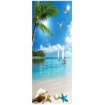 Stickers porte poster vue sur la mer papier peint porte trompe l'oeil pour salon chambre d�coration de ...