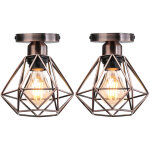 Stoex lot de 2 plafonnier industrielle vintage design r�tro cage en m�tal fer forge, suspension luminaire ...
