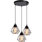 Stoex 3 lampes suspension luminaire industrielle métal lustre plafonnier style cage géométrique e27 mini ... Stoex 3 lampes suspension luminaire industrielle métal lustre plafonnier style cage géométrique e27 mini ...