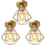 Stoex 3pcs plafonnier industriel en m�tal, suspension luminaire style vintage design forme cage diamant ...