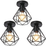 Stoex 3pcs plafonnier industriel en m�tal, suspension luminaire style vintage design forme cage diamant ...