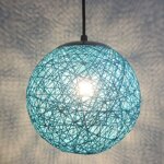 Stoex bleu rtro suspension luminaire en rotin globe rond 15cm , lustre abat - jour diy lampe plafond ...