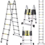 Chelle tlescopique portable et pliante chelle escamotable en aluminium noir charge 150kg - 5m (2, 5m ...
