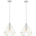 Stoex lustre suspension cage fer forme diamant 25cm, lampe suspendue vintage e27 eclairage pour salon ... Stoex lustre suspension cage fer forme diamant 25cm, lampe suspendue vintage e27 eclairage pour salon ...