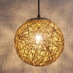Stoex marron clair rtro suspension luminaire en rotin globe rond 15cm , lustre abat - jour diy lampe ...
