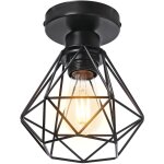 Stoex plafonnier industriel en métal, noir suspension luminaire style vintage design forme cage diamant ... Stoex plafonnier industriel en métal, noir suspension luminaire style vintage design forme cage diamant ...