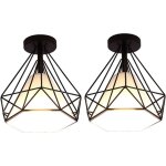 Stoex plafonnier rétro cage forme diamant 25cm, style industriel vintage en métal fer, luminaire ampoules ... Stoex plafonnier rétro cage forme diamant 25cm, style industriel vintage en métal fer, luminaire ampoules ...